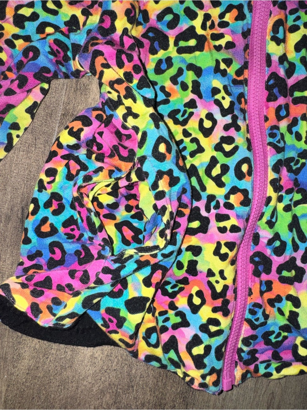 Bums & Roses Reversible Rainbow Leopard Zip Hoodie Jacket 2T - Picture 2 of 7